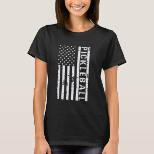 Pickleball Lover American Flag Patriotic Pickle Ba T-Shirt