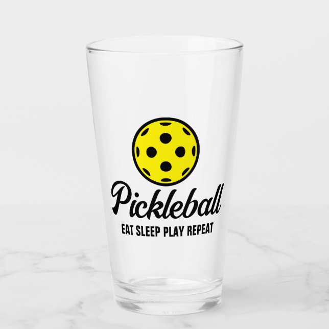 Pickleball lover drink glass with humourous quote (Front)