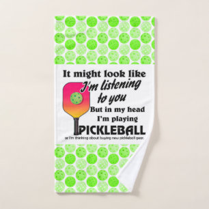 Pickleball Lover In My Head I'm Playing Pickleball Hand Towel