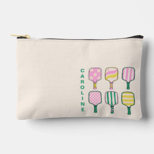 Pickleball Lover Retro Pink Green Personalized Accessory Pouch