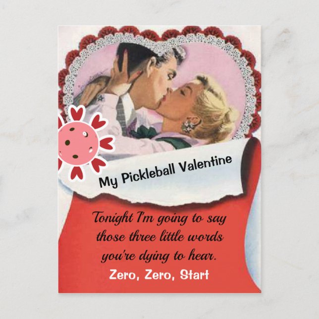 Pickleball Lover Valentine Three Little Words Postcard (Front)