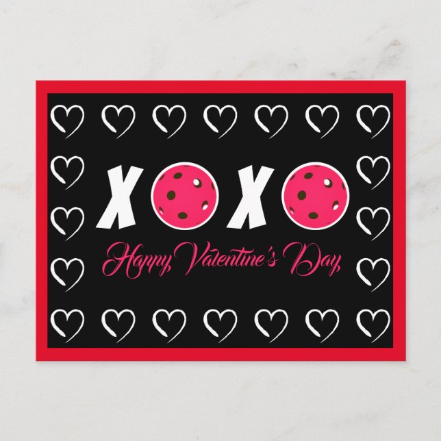 Pickleball Lover Valentine XOXO Pickleballs Postcard (Front)
