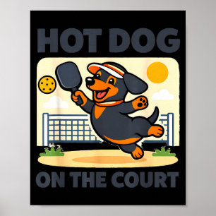Pickleball lover wiener dachshund hot dog on the poster