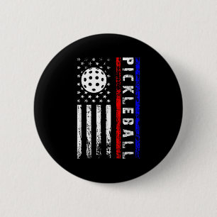 Pickleball Lovers 4th Of July American Flag Pickle 2 Inch Round Button