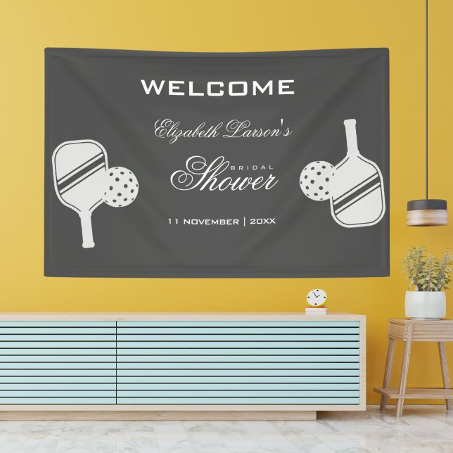 Pickleball Lovers Bridal Shower Black & White Banner (Creator Uploaded)
