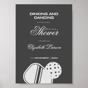 Pickleball Lovers Bridal Shower Black & White Poster