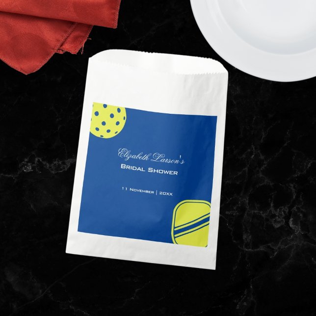 Pickleball Lovers Bridal Shower Neon Blue Favour Bag (Creator Uploaded)