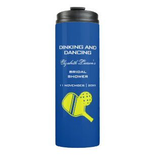 Pickleball Lovers Bridal Shower Neon Blue Thermal Tumbler