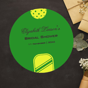 Pickleball Lovers Bridal Shower Neon Theme Classic Round Sticker