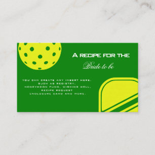 Pickleball Lovers Bridal Shower Neon Theme Enclosure Card
