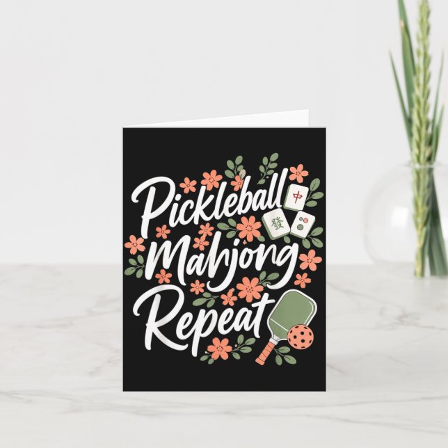Pickleball Mahjong Repeat Flower Floral Paddle Card (Front)