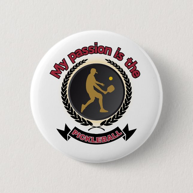 Pickleball Male Athlete Court Passion Energy 2 Inch Round Button (Front)