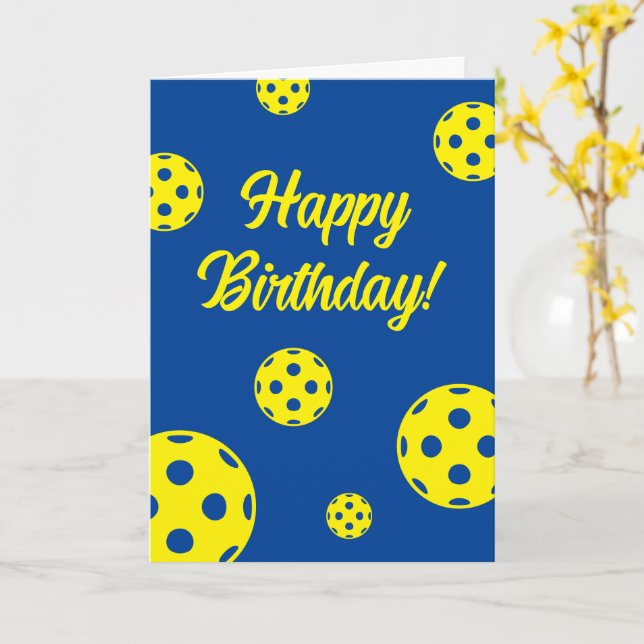 Pickleball mania Carte d'anniversaire pour les jou (Fleur jaune)