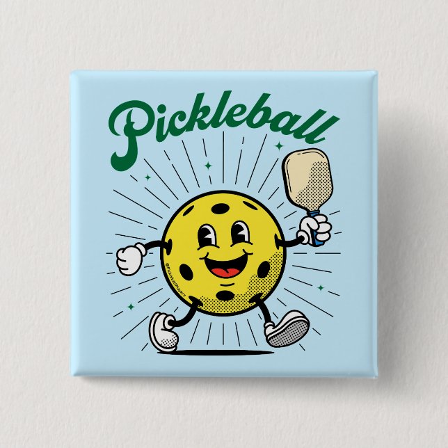 PICKLEBALL MASCOT by PickleballPlayerz 2 Inch Square Button (Front)