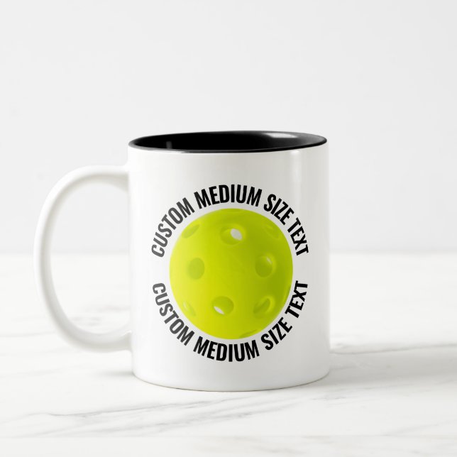 Pickleball & Medium Text BLACK 11oz Custom Two-Tone Coffee Mug (Left)