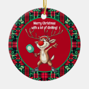Pickleball🎄 Merry Christmas, custom text Ceramic Ornament