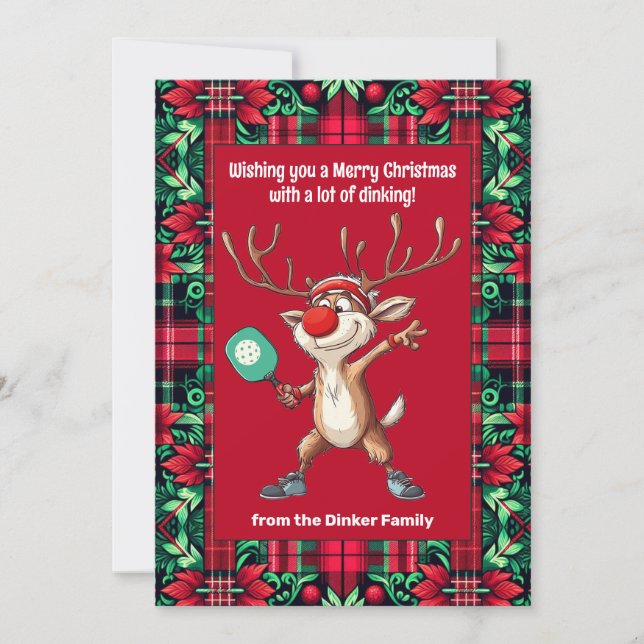  Pickleball🎄 Merry Christmas, custom text Holiday Card (Front)