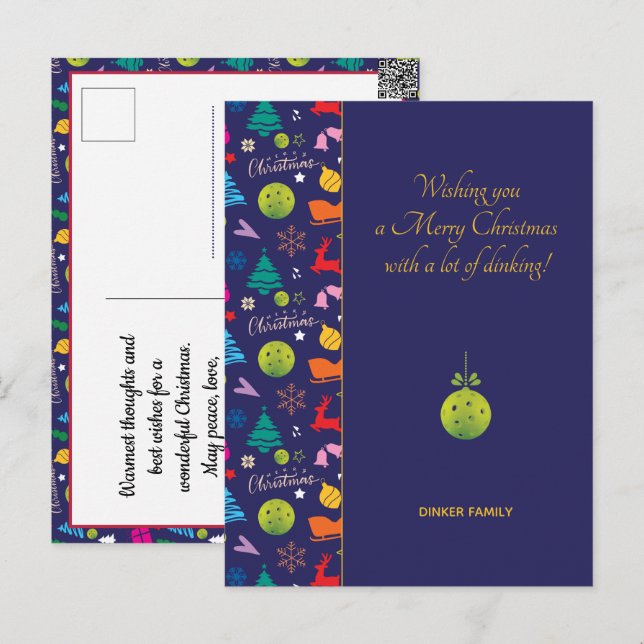  Pickleball🎄 Merry Christmas, custom text Postcar Postcard (Front/Back)