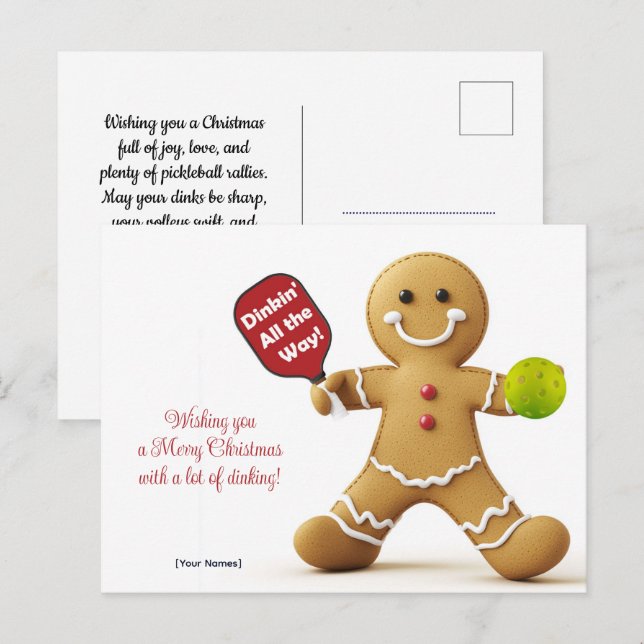  Pickleball🎄 Merry Christmas, custom text Postcard (Front/Back)