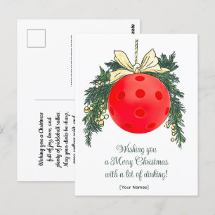  Pickleball🎄 Merry Christmas, custom text Postcard