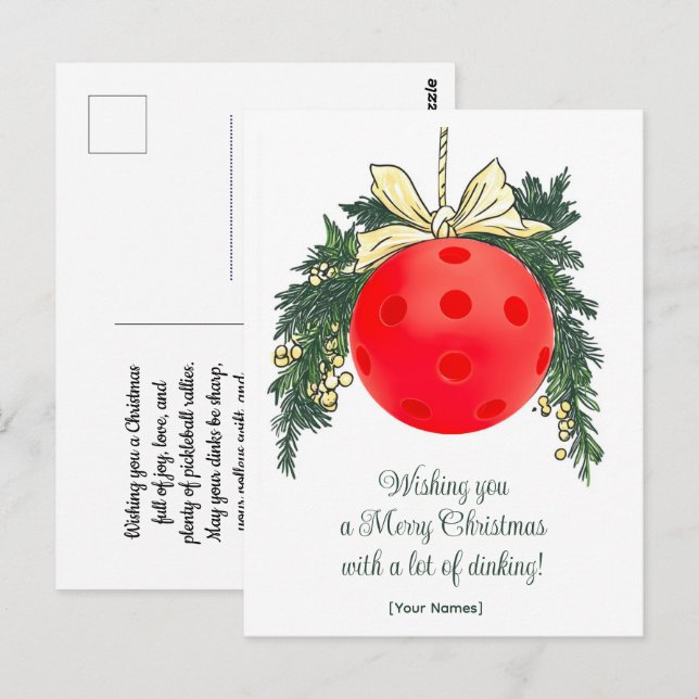  Pickleball🎄 Merry Christmas, custom text Postcard (Front/Back)