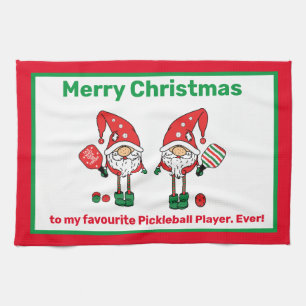 Pickleball Merry Christmas horizontal Kitchen Towe Kitchen Towel