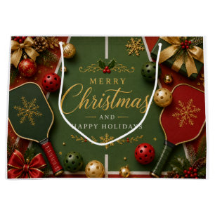 Pickleball Merry Christmas  Large Gift Bag
