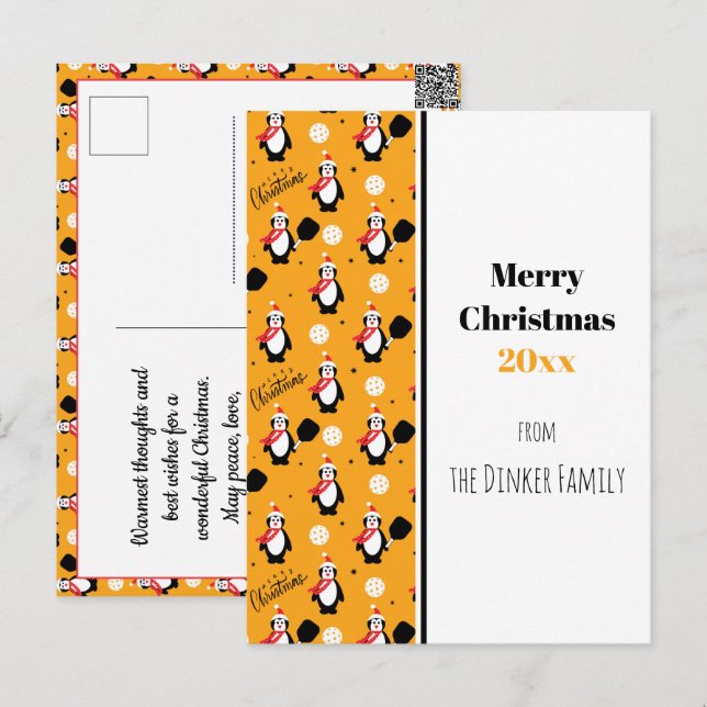 🐧 Pickleball Merry Christmas 🎁   Postcard (Front/Back)