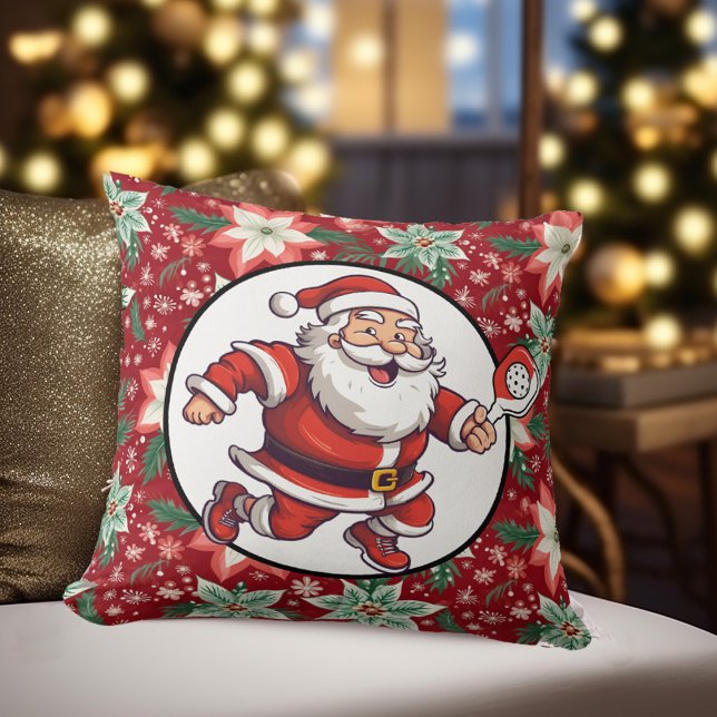 Pickleball Merry Christmas  Throw Pillow (Double sided Christmas pillow with Pickleball motif. )