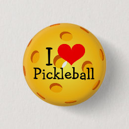 Pickleball Mini Button: I Love Pickleball 1 Inch Round Button