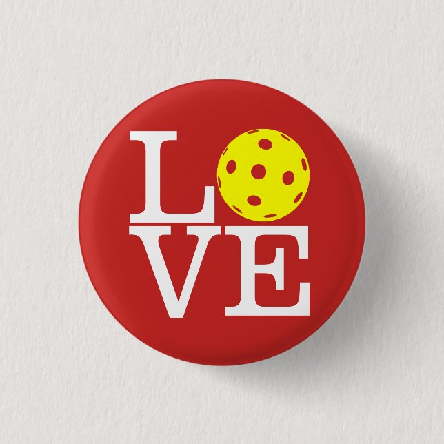 Pickleball Mini Button: LOVE (Red) 1 Inch Round Button (Front)