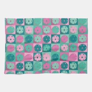 Pickleball (minty green and pink) kitchen towel