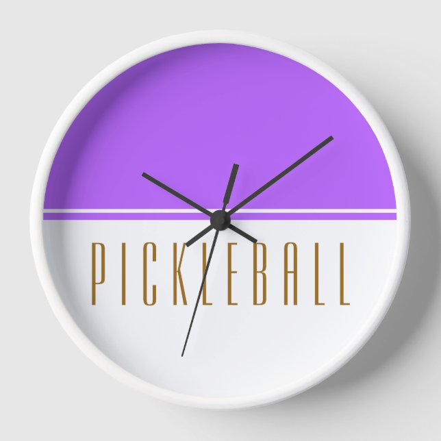 PICKLEBALL Modern Light Purple White Colour Block Clock (Front)