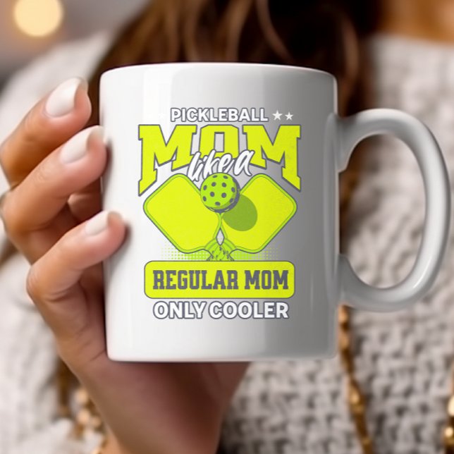 Pickleball Mom Like a Regular Mom only Cooler Two-Tone Coffee Mug (Creator Uploaded)