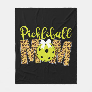Pickleball Mom Mother Leopard  Fleece Blanket