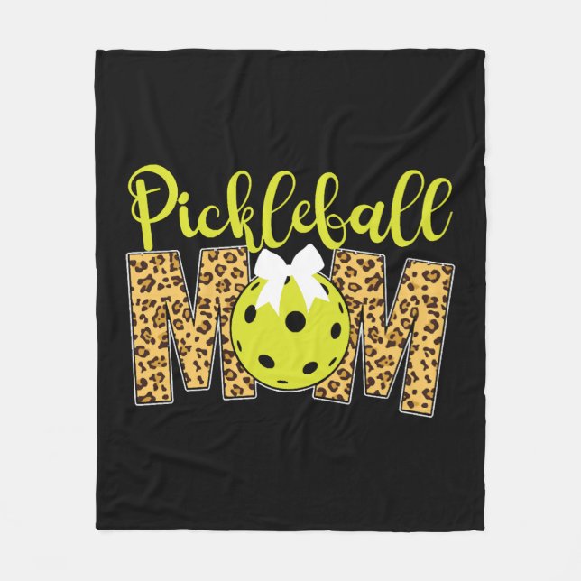 Pickleball Mom Mother Leopard  Fleece Blanket (Front)