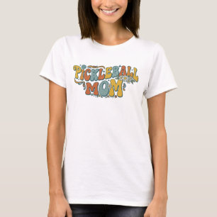Pickleball Mom Retro Groovy Floral T-Shirt