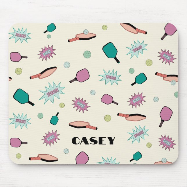 Pickleball Monogram Add Your Name Fun Colourful Mouse Pad (Front)
