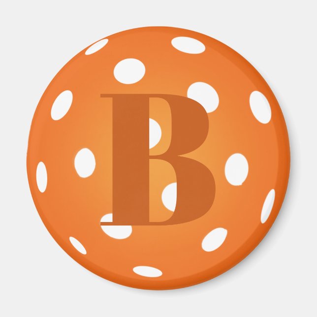 Pickleball Monogram Orange Magnet (Front)