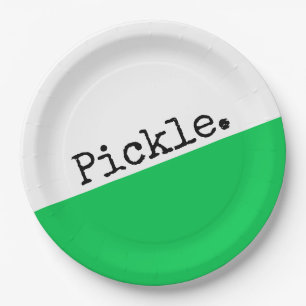 Pickleball Motto Bright Green White Colour Block Paper Plate