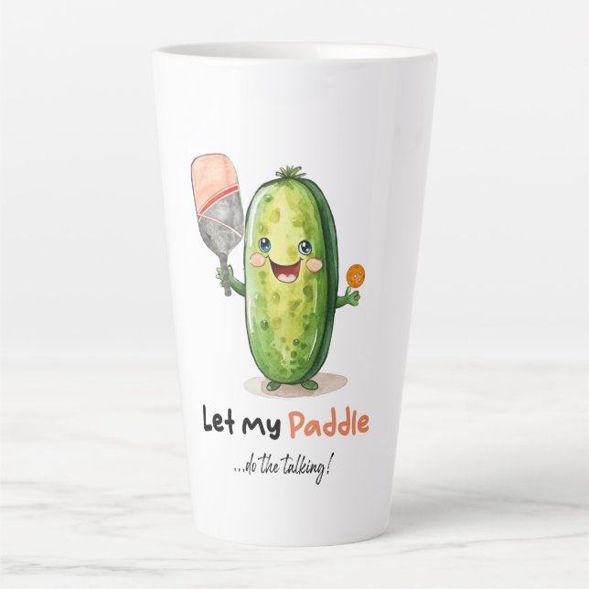 Pickleball Mug, Funny, Cute Pickleball Item Latte Mug (Front)