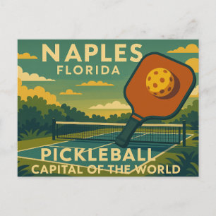 Pickleball Naples Florida Holiday Postcard