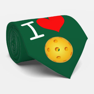 Pickleball Necktie: I Love Pickleball (Green) Tie
