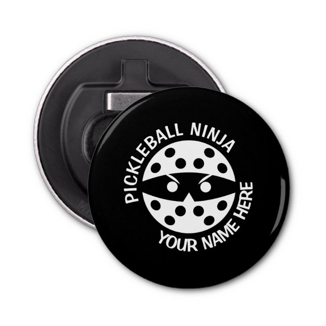 Pickleball ninja, cute graphic bottle opener (Front)