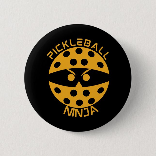 Pickleball ninja-orange 2 inch round button (Front)