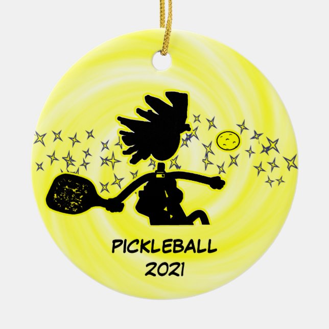 Pickleball Noël Ornement en céramique de Noël (Devant)