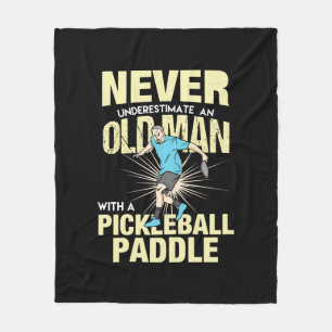 Pickleball - Old Man With A Pickleball Paddle Fleece Blanket