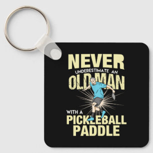 Pickleball - Old Man With A Pickleball Paddle Keychain