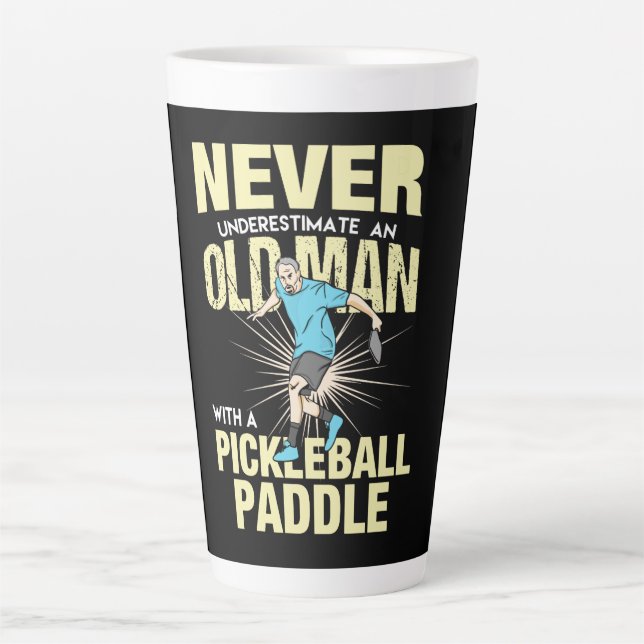 Pickleball - Old Man With A Pickleball Paddle Latte Mug (Front)