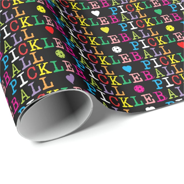 Pickleball old typewriter on black wrapping paper (Roll Corner)